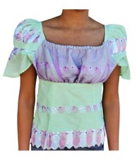 Green, Purple, White African Lace Top