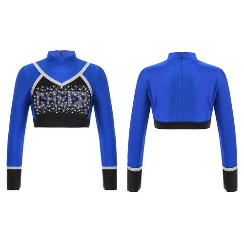 Kids Girls Dancewear Rhinestone Uniform Patchwork Outfit Skirt Dress Up Dance - Picture 67 of 72