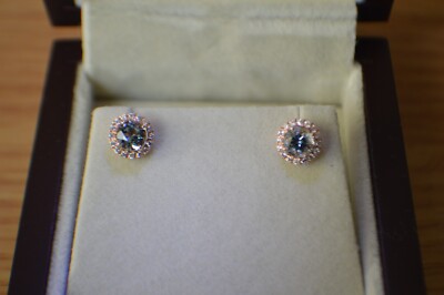 1,20ct Santa Marie Aquamarin / Diamant Ohrringe 18k Roségold mit AGI Zertifikat
