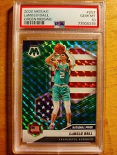 LAMELO BALL 2020 MOSAIC USA PRIDE GREEN PRIZM RC #257 PSA 10 GEM MINT! HORNETS]