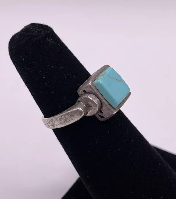 Native American Rare Reversible Squared Blue Turq… - image 2