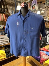 RARE Vintage 1960s King Louie Ten Strike Bowling Shirt Men’s Small Blue Viscose