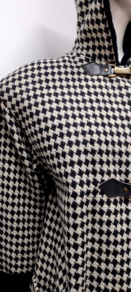 Потрясающий мех с капюшоном пальто Houndstooth роскошь Эшли Скотт искусственного меха 80-х шик M/L - Изображение 2 из 4