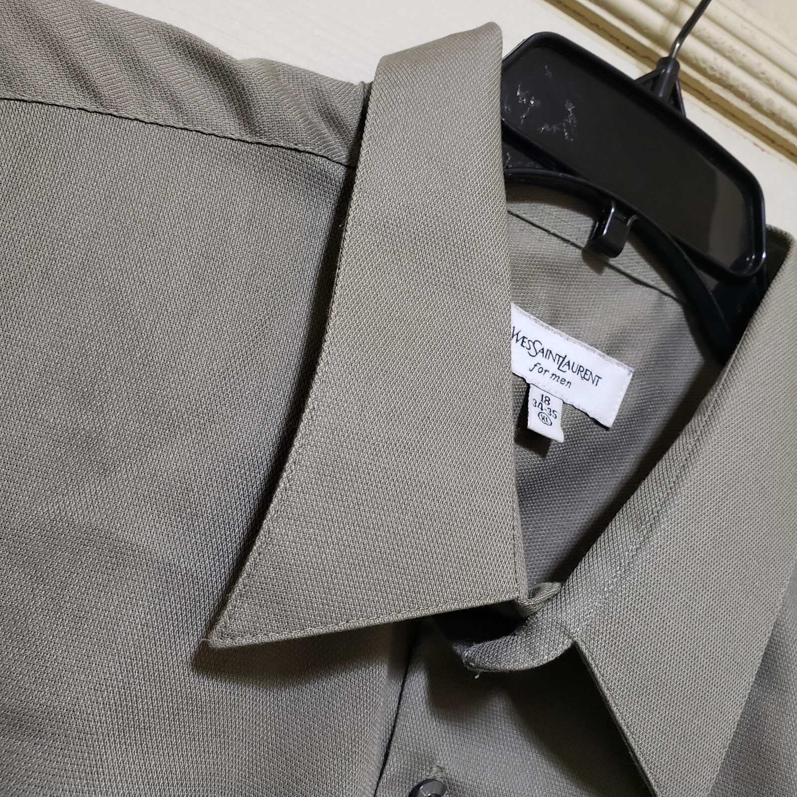 Camicia Yves Saint Laurent uomo XL verde lavoro carriera abito ufficio casual vintage 34 35