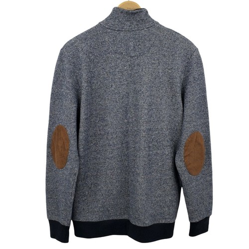 Zara Gray Quarter Zip Mock Neck Elbow 