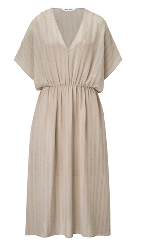 Samsoe Samsoe elegantes Kleid midi kurzarm Chiffon beige Größe M 38 NEU B221 - Bild 2 von 6