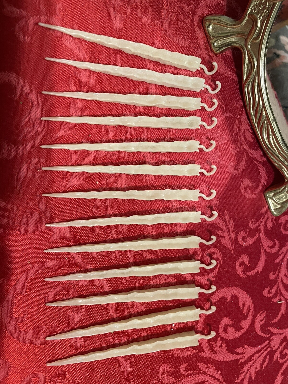 6 Vtg Christmas Clip W/ Candle Holders For Tree & 13 Vtg Icicle Tree Decorations