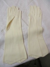 Vintage cotton blend cream long Ladies Gloves crochet insert Size 7