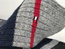 Men's TOMMY HILFIGER Blue Gray 23% WOOL BOOT Socks - 2 Pack - $39 MSRP - 2 Pairs