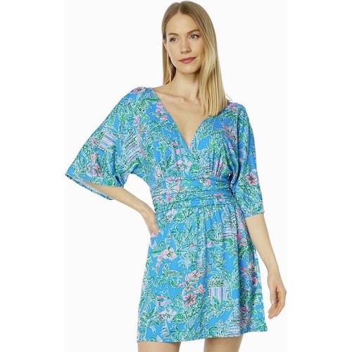 LILLY PULITZER Parigi Romper Boca Blue Beneath the Bougainvillea Floral Knit XXS - Picture 16 of 18