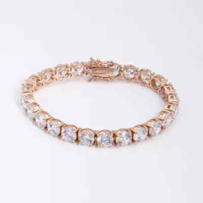 15CT Round Lab Created 5MM Diamond Tennis Bracelet 7.5'' 14K Rose Gold Plated
