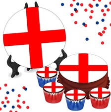 England Flag Edible Cake/Cupcake Toppers 8 Inch Round Wafer Icing GB UK English