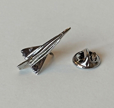 Vtg Concorde Airplane Supersonic Airliner Tie Tack Pin Silver Tone Aviation 1'' L