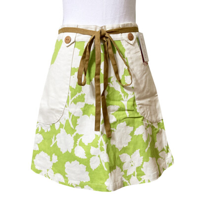 Heather Bailey Nouvelle Rose Kitchen Half Apron Floral Green Natural Cotton