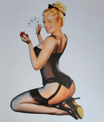 Ted Hammond WINK She has Four of a Kind Four ACES Pinup PRINT