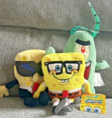 3 x Nickelodeon Spongebob Schwammkopf Plüschtiere Sheldon J. Plankton Smoking