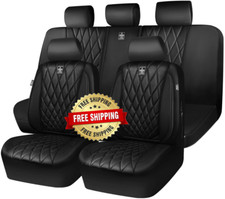 Fundas para asientos delanteros y traseros, 5 piezas, cuero de imitaci n Negro