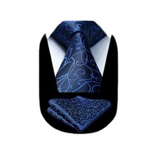 Men Floral Ties Woven Classic 3.4" Necktie Set Formal tie Pocket Square for