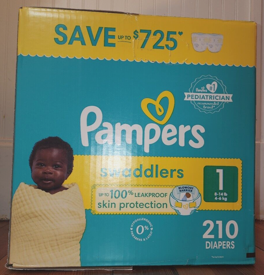 Pampers Swaddlers Diapers, Size 1 (814 Pounds), 210 Count eBay