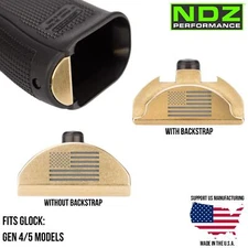 NDZ Brass Glock Gen 4/5 17 19 22 23 34 45 Weighted Grip Insert Slug Plug Silver