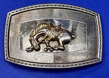 Horse with Saddle End of the Trail Gold Tone Western Rodeo Cowboy Belt Buckle