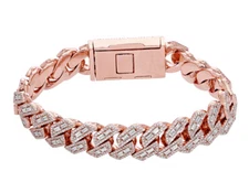 14mm Emerald 9.6CT Real Diamond Miami Cuban Bracelet 8" 10K Rose Gold