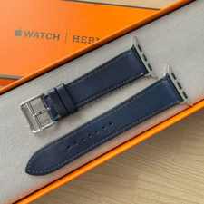 Hermes Apple Watch Leather Band Simple tour Navy Blue 42/41/40/38 No Box