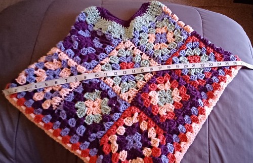 Handmade Multicolor OAK Boho Poncho Granny Stitch Crocheted Child/Youth Size S/M - Picture 5 of 8