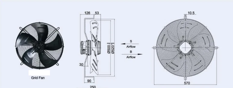 Axial Fan Motor Condenser Evaporator  Commercial  500mm Suction,500S-G - Image 4 of 4