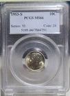1953 S Roosevelt Dime PCGS MS66