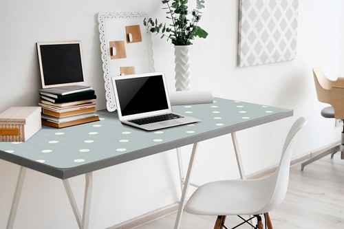 Computer Desk Top Mat Pad Protector for Home School Keyboard 100x50 White peas - Photo 4/4
