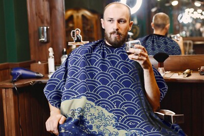 Le Re Deep Waves Luxus Haarschneideumhang Erwachsene Wasserdicht Unisex Schürze
