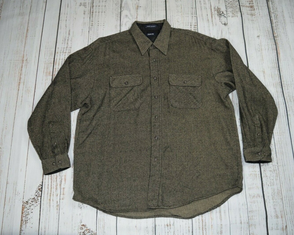 VTG 90s HERRINGBONE ACRYLIC SHIRT JACKET BROWN WORKWEAR HEAVY XL SOFT  OUTDOORS