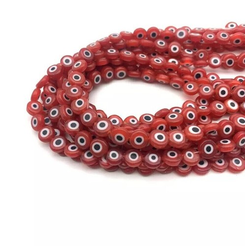 Handmade Greek Turkish Evil Eye Beads Lampwork Flat Round 10 Colours 65 pcs - Bild 16 von 23