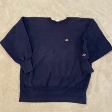 Vintage 90s Champion Reverse Weave Crewneck Sweatshirt Blue Pullover Mens Large