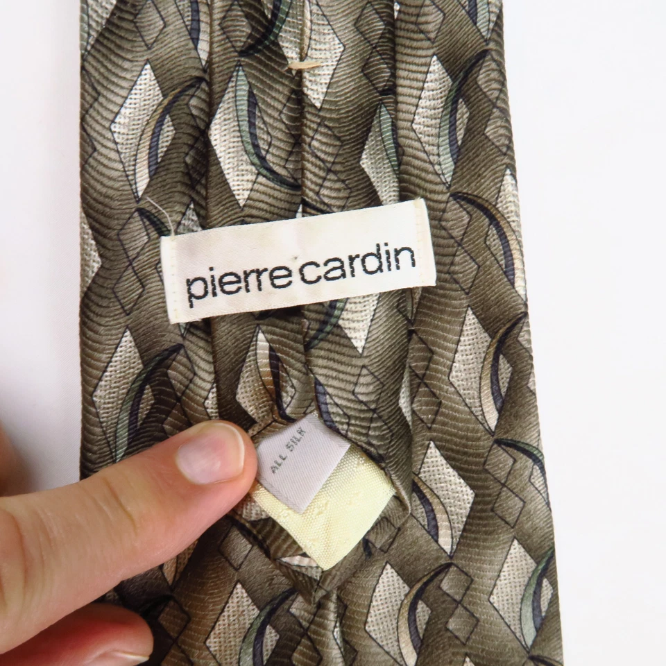 Corbata Pierre Cardin Para Hombre Todo Seda Marrón Geométrico Diamante 59x4 Foto 3 de 4