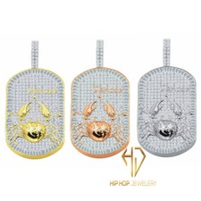 Unisex Gold Finish Cancer Crab Zodiac Sign Astrology Lab Diamond Pendant Charm
