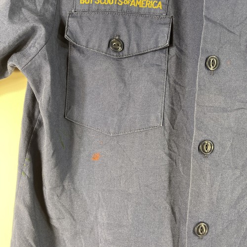 Cub Scouts Boy Scouts of America Large Blue Youth Shirt Sewn Patches VTG Stain - Picture 3 of 14