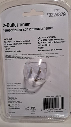 Temporizador de 2 salidas Utilitech #0224879 hasta 48 ajustes de encendido/apagado nuevo sellado - Imagen 2 de 4