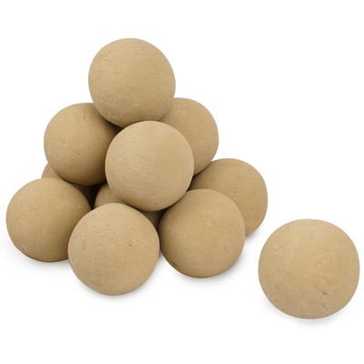 4-inch Ceramic Fire Balls, 12PCS Round Beige Fire Pit/Firepalce Insert Access...