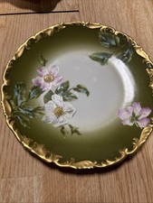 Antique Limoges T&V France Hand Painted Floral Gold Gilt Cabinet Plate