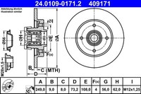 2X Bremsscheibe ATE 24.0109-0171.2 FüR 308 Peugeot SW CC CitroËN Crossback DS C4