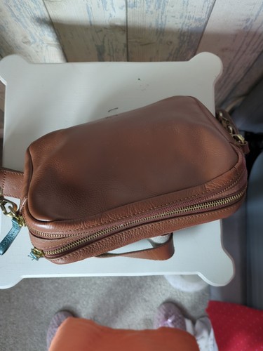 White Stuff Lila Camera Bag Brown Leather / Animal Print - Picture 5 of 7