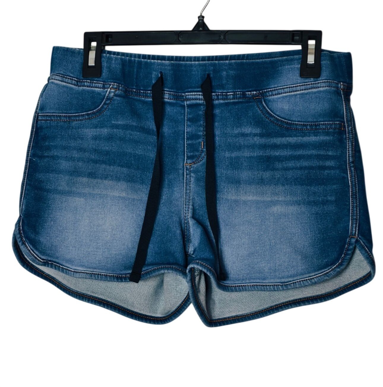 No Boundaries Junior L Denim Shorts Stretch Mid Rise Drawstring Curve 11/13