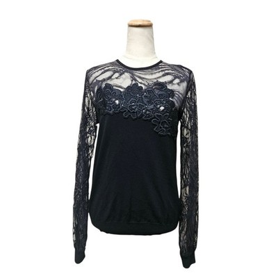 Elie Saab Black Long Sleeve Embroidered Top