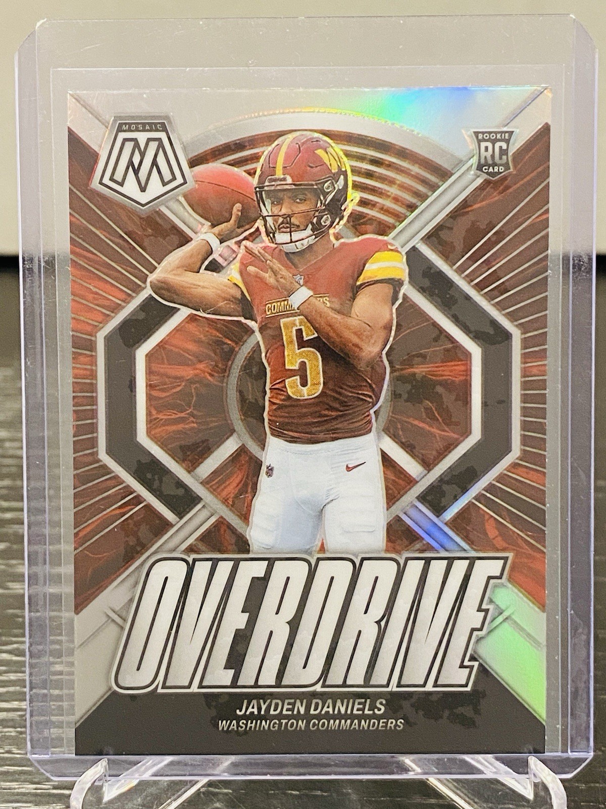 2024 Panini Mosaic Football Jayden Daniels Overdrive Silver Prizm Rookie Card