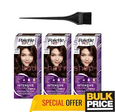 Palette 3-68 Dark Mahogany Permanent Hair Color Cream Salon-Style Inspired 3-PCS