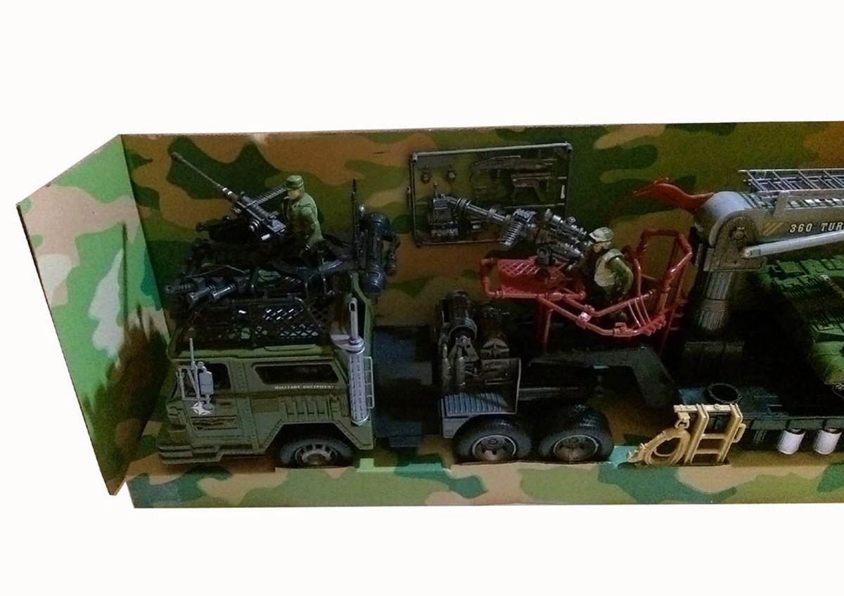 Army Military Tank Transport Semi Trailer Vehicle Soldier Figures