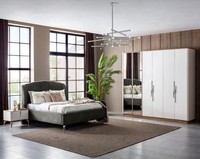 Schlafzimmer Set Luxus Komplettes Bett 2X Nachttisch Kleiderschrank 4Tlg Neu