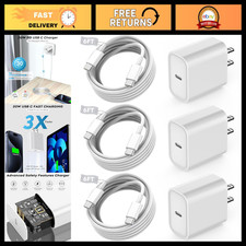 Fast USB C Charger Block 20W, 3-Pack 6FT USB-C to USB-C Cable, iPhone iPad Fas